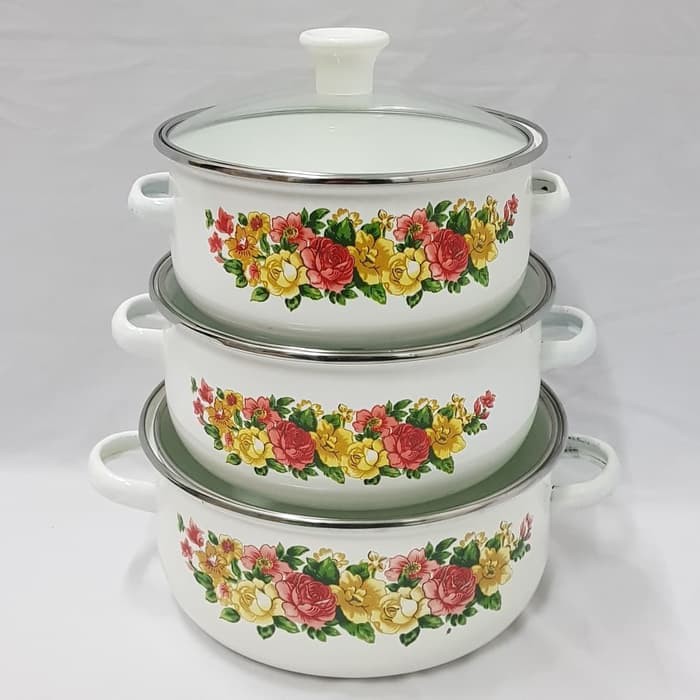 Panci Set Enamel Reoona 3 pcs