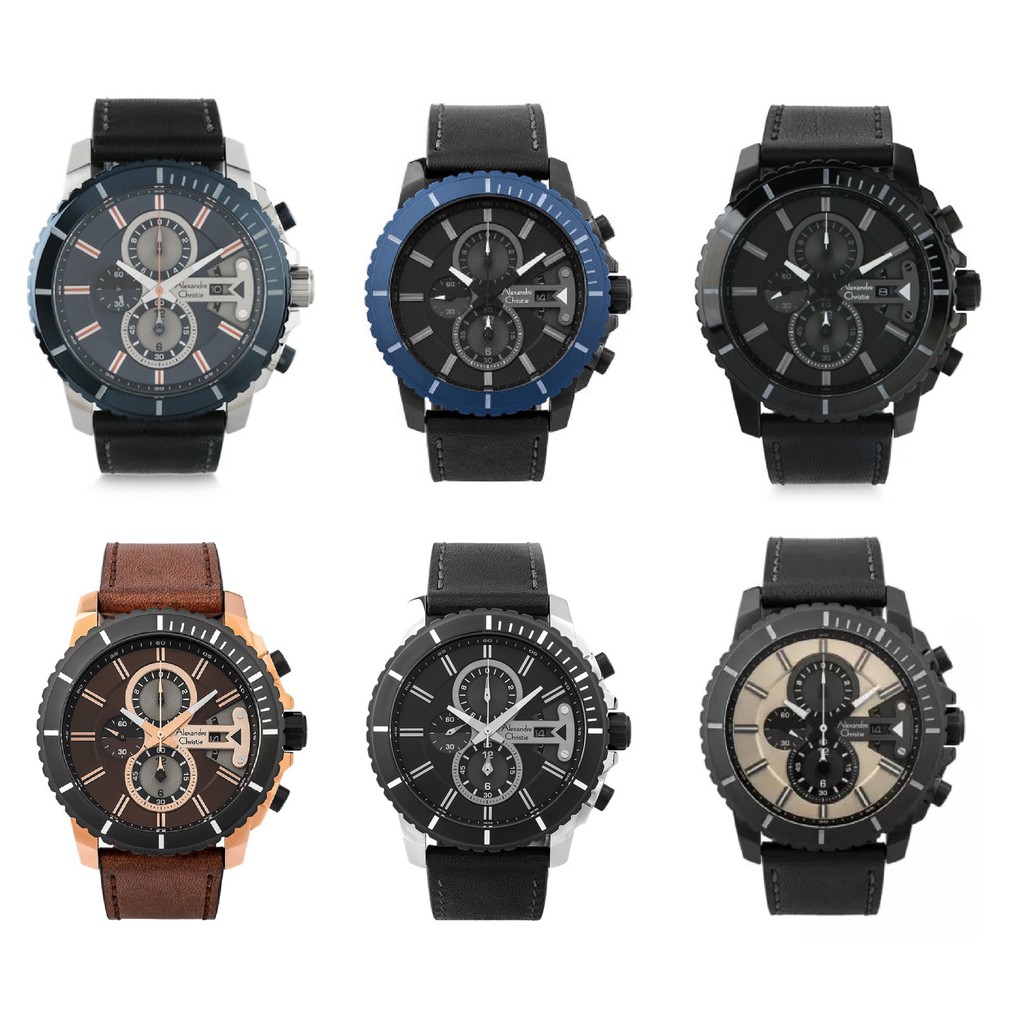 JAM TANGAN PRIA ALEXANDRE CHRISTIE AC6527 LEATHER STRAP ORIGINAL