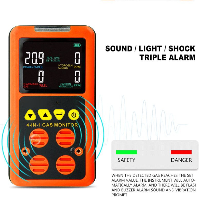 H2S O2 CO LEL Gas Monitor Smart Sensor ST8900 4 in 1 Detector Udara