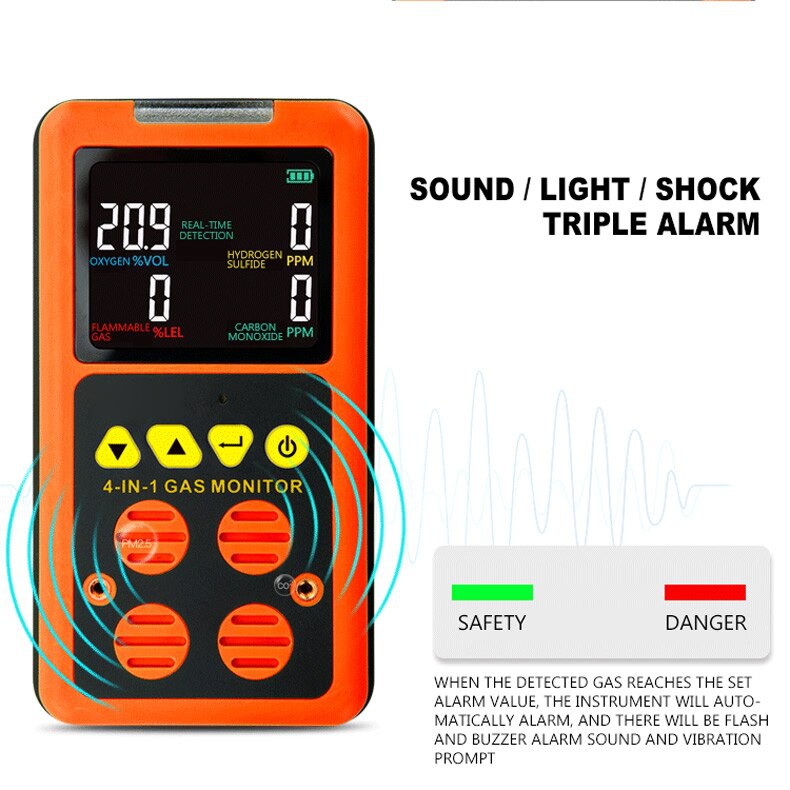 H2S O2 CO LEL Gas Monitor Smart Sensor ST8900 4 in 1 Detector Udara