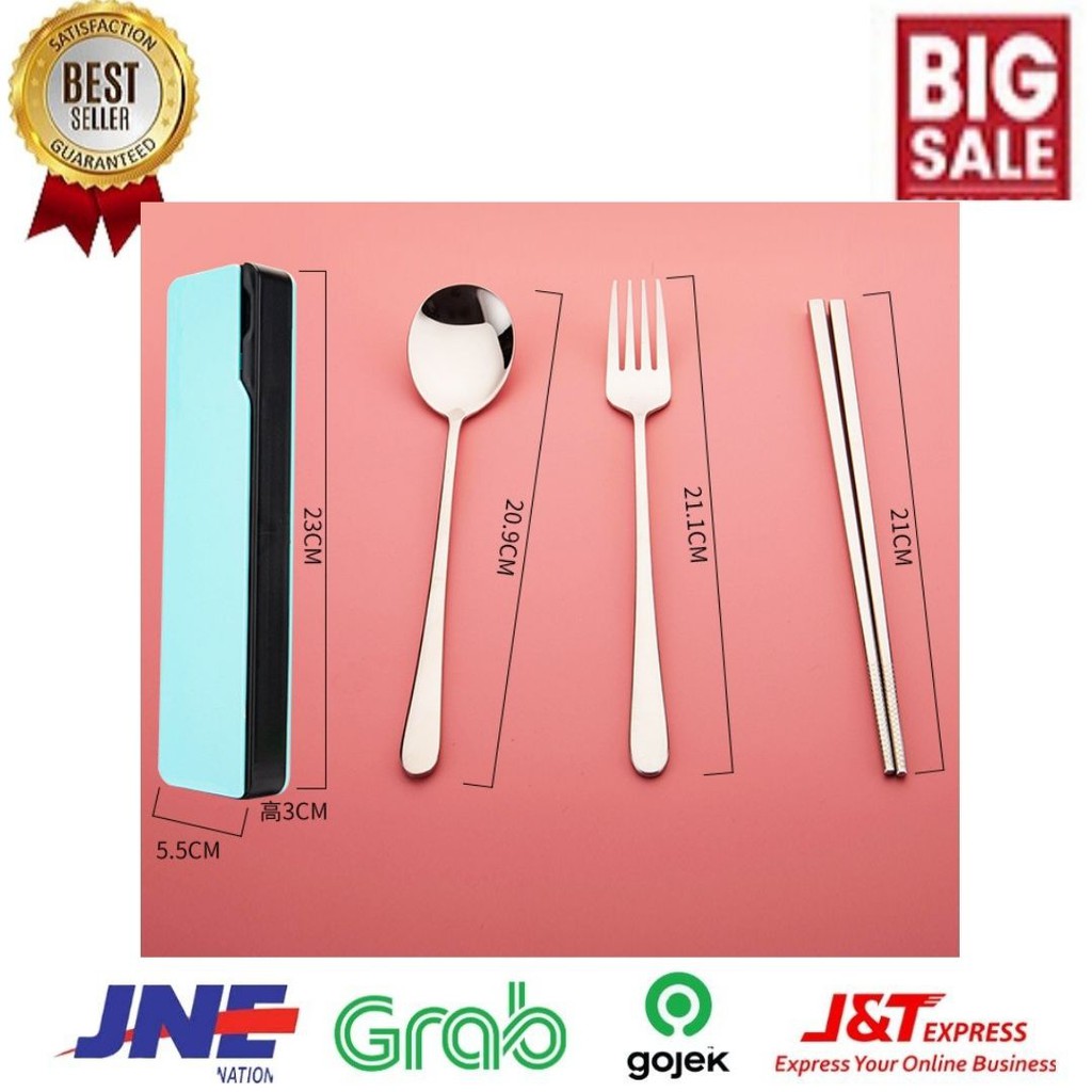 ALAT MAKAN CUTLERY SET DAN BOX TRAVEL SUJEO SET KOREA SENDOK GARPU SUMPIT BAHAN  SUS304
