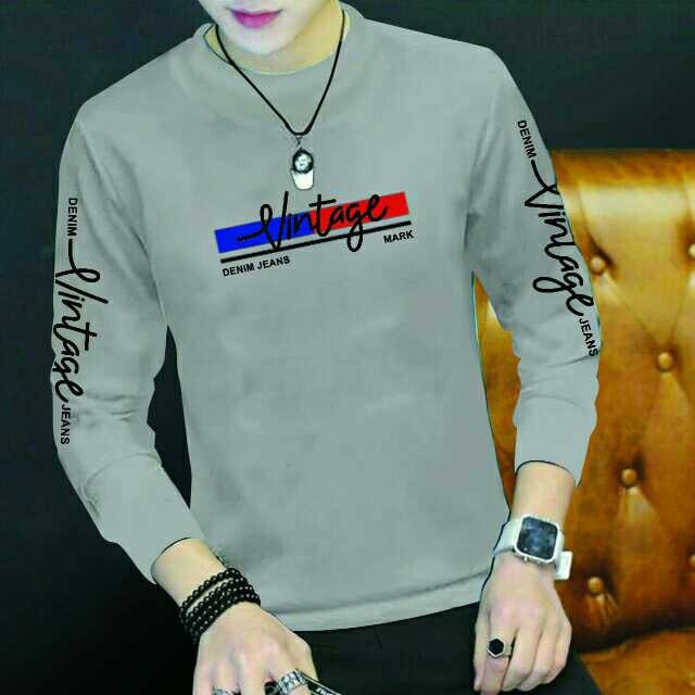 BAJU KAOS COWOK PRIA LENGAN PANJANG MOTIF VITAGE FASHION PREMIUM