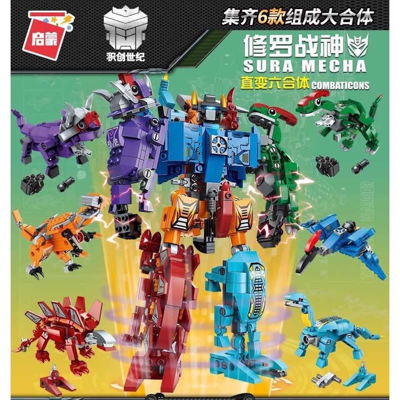 6 in 1 Mainan Robot Set / Mainan Rakit Robot / Polisi / Dino / Mobil / Transfomer - Rakit