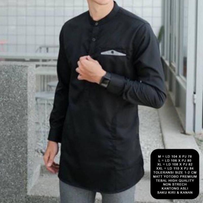 Baju Koko Dewasa UK L - Baju Koko Dewasa Toyobo black