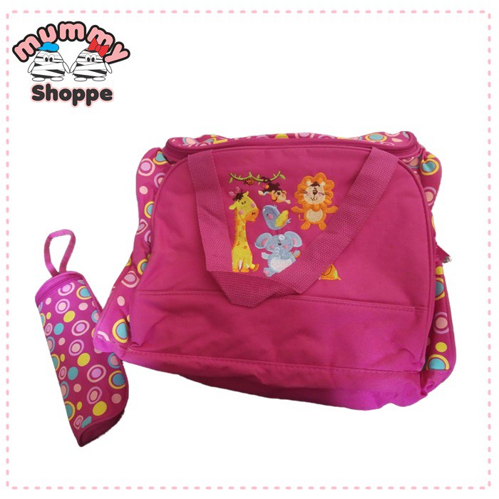 Tas perlengkapan anak bayi / diaper bag Polkadot Animal Fuschia