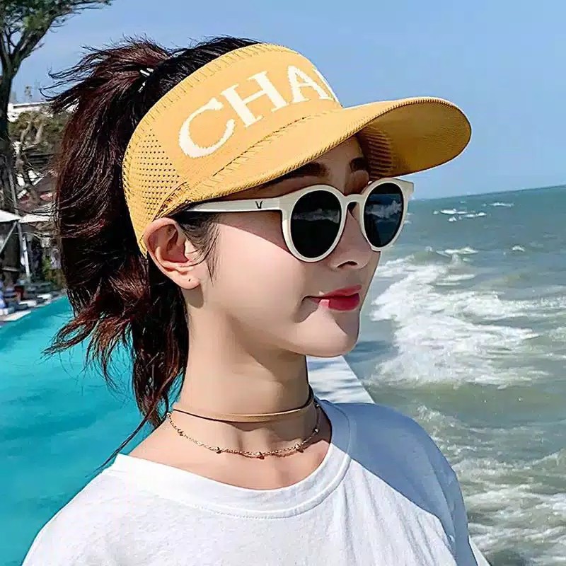 *ALIBABA1688*COD Topi Musim CHANE Musim Panas Atas Perlindungan Matahari UV Knit Cap Visor Baseball