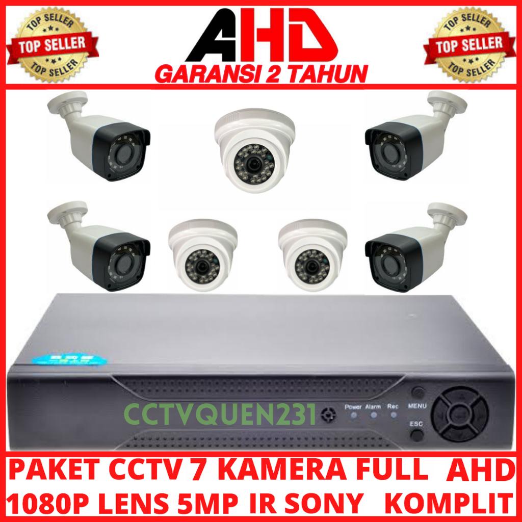 PAKET CCTV FULL AHD 8 CHANNEL 7 KAMERA 5MP 1080P IR SONY HDD-500GB KOMPLIT TINGGAL PASANG