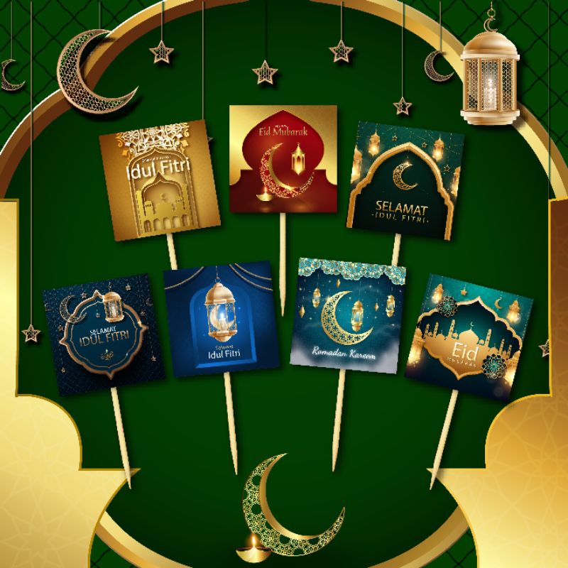 TOPPER CAKE LEBARAN IDUL FITRI RAMADHAN KAREEM EID MUBARAK MURAH NEW YEAR GONG XI FA CAI HIASAN KUE 