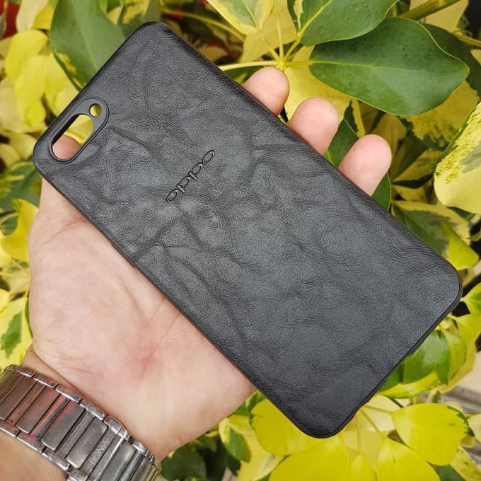 SOFTCASE LEATHER OPPO A3S CASING CASE KULIT ORIGINAL HITAM
