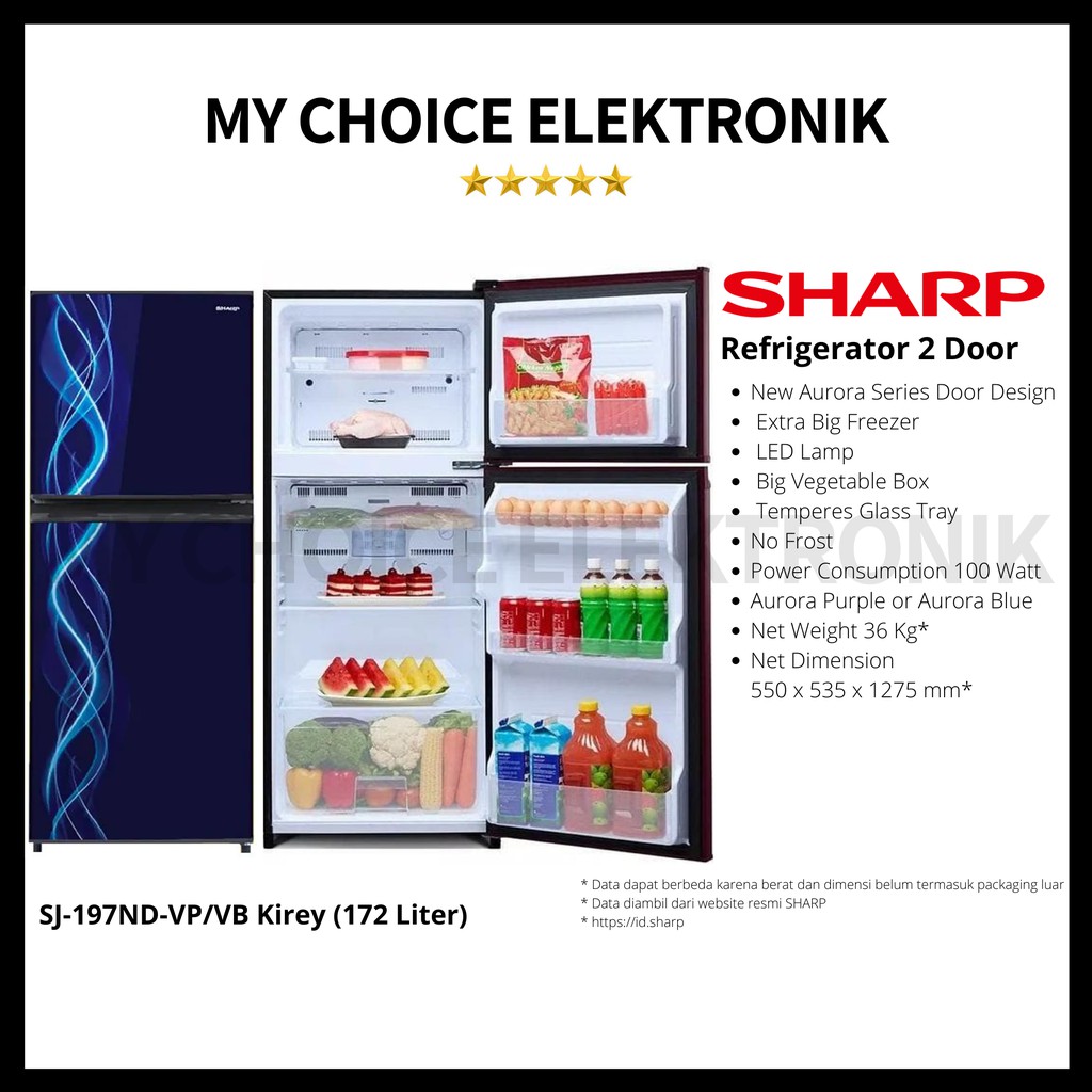 Sharp Refrigerator 2Door SJ-197ND-VB