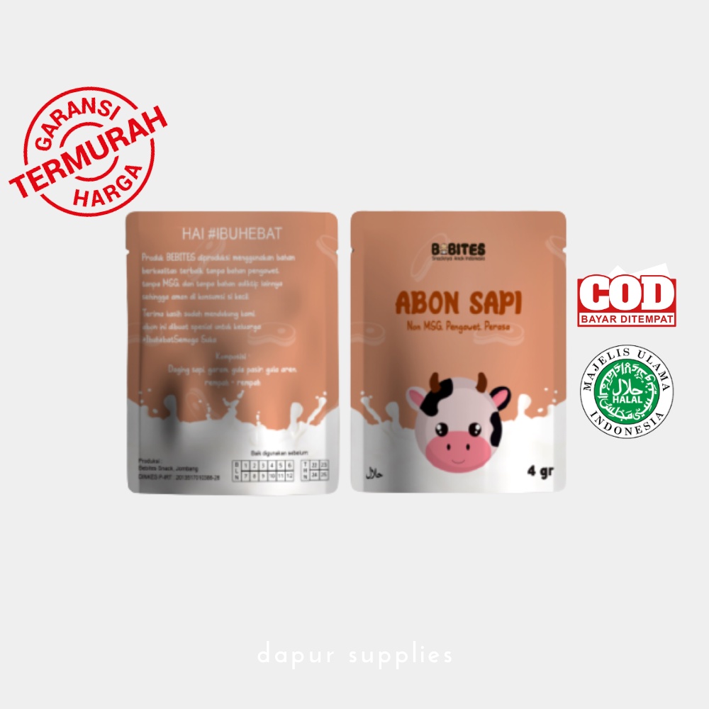 Abon Sapi Abon Mpasi Bayi 4gr / Abon Sapi Sachet Sehat Tanpa Pengawet / Abon Bayi Non MSG