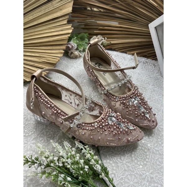 Rafaizoutfit sepatu wanita cantik rosegold vilena 3cm kaca