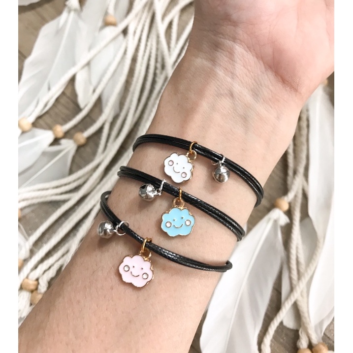 Gelang Tali Korea Charm Enamel Epoxy Character (Motif Awan Warna Tali Korea 1.5mm Hitam