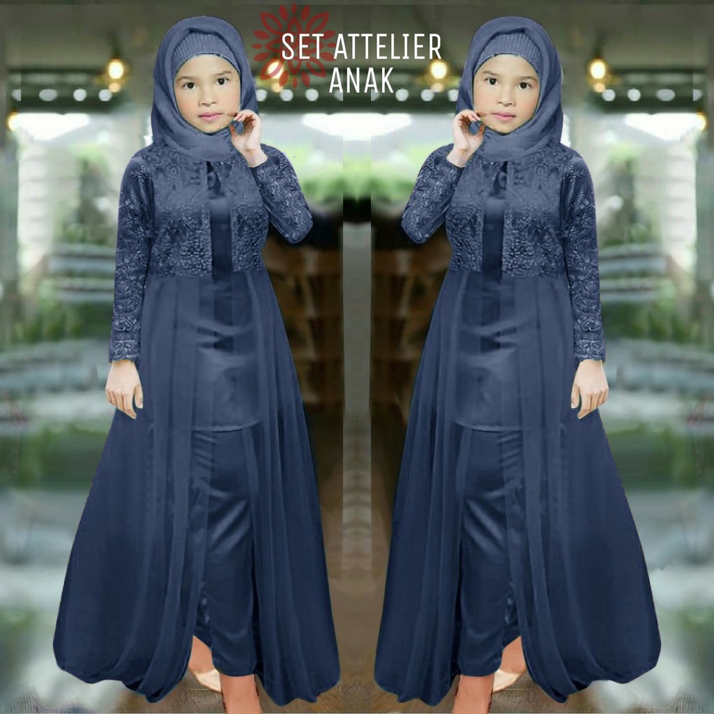 3 UKURAN KID, L &amp; XXL SET ATTELIER FASHION PAKAIAN WANITA PESTA FASHION ATASAN DAN CELANA MS JC ADA VIDEO REAL PICT