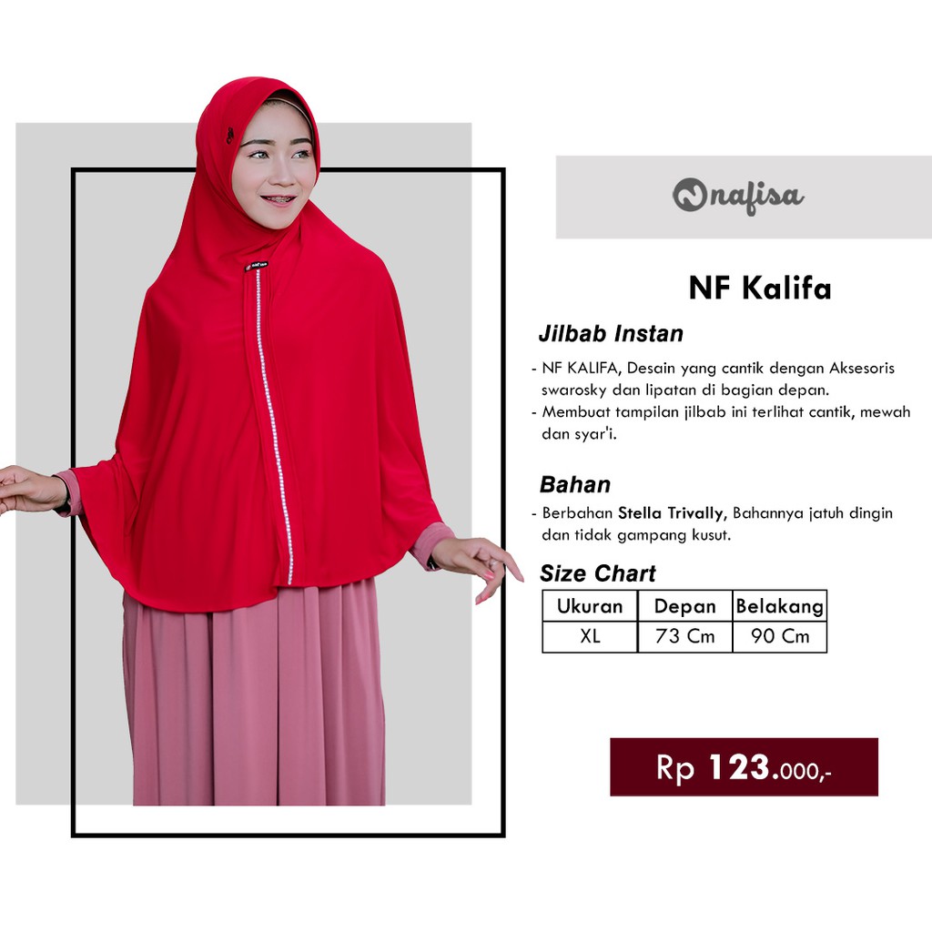 Jilbab Instan Jumbo Nafisa Kalifa | Hijab Instan Bergo Pet Kerudung Instan Pet Nafisa Variasi Payet