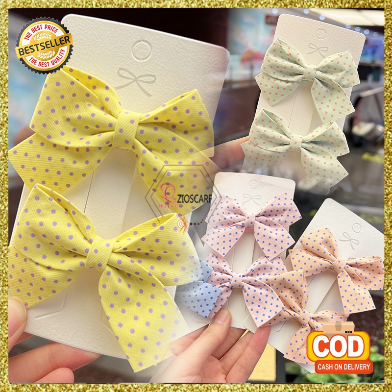 Jepit Rambut Korea Anak Perempuan Pita Motif Polkadot Fashion Wanita Aksesoris Jepitan Rambut Lucu bahan import AK159