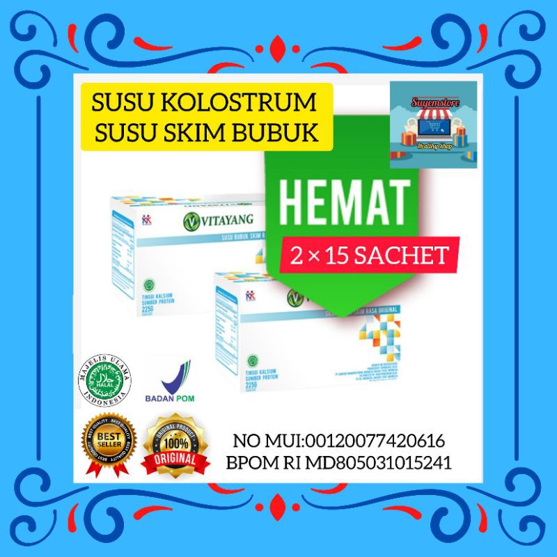 

Vitayang Susu Skim Bubuk 2 Box × 15 sachet ,Susu Kolostrum Susu Penambah Imunitas, Susu Sapi