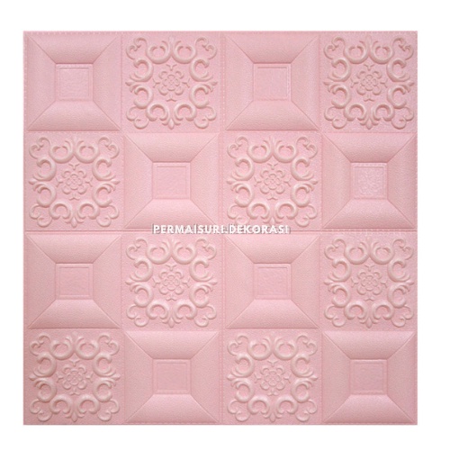 [COD] Wallpaper Dinding Stiker Wallfoam 3D Sticker Dekorasi Kamar Rumah Murah [Seri C] Batik-Pink