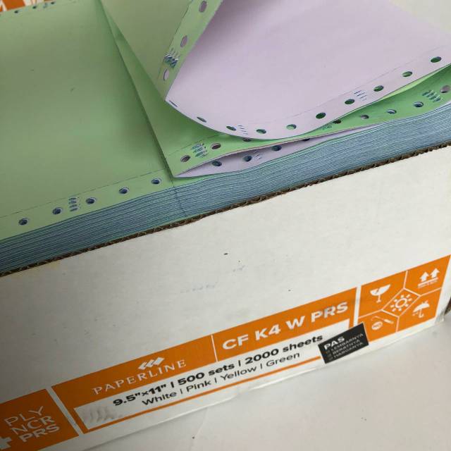 

continuous form 4 PLY PRS Paperline 9.5" x 11" kertas komputer 4 PLY bagi dua