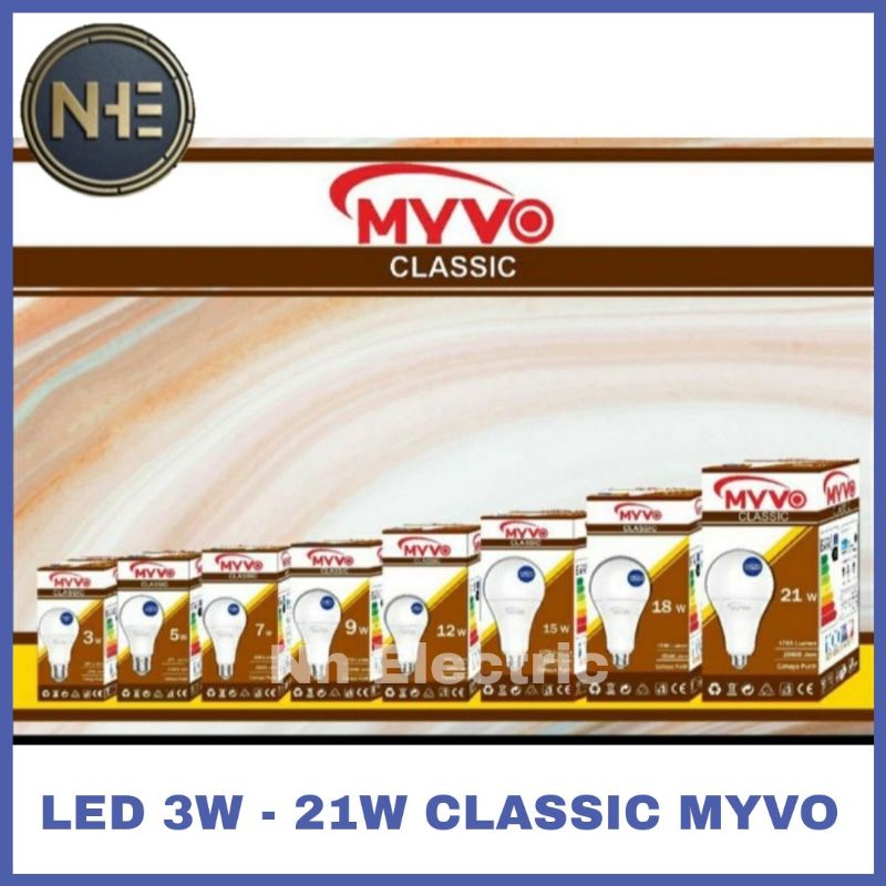 Lampu Led Bohlam Myvo Classic 9 Watt - Led 9w Classic Myvo - Led 9W Classic Myvo Garansi 1 Tahun