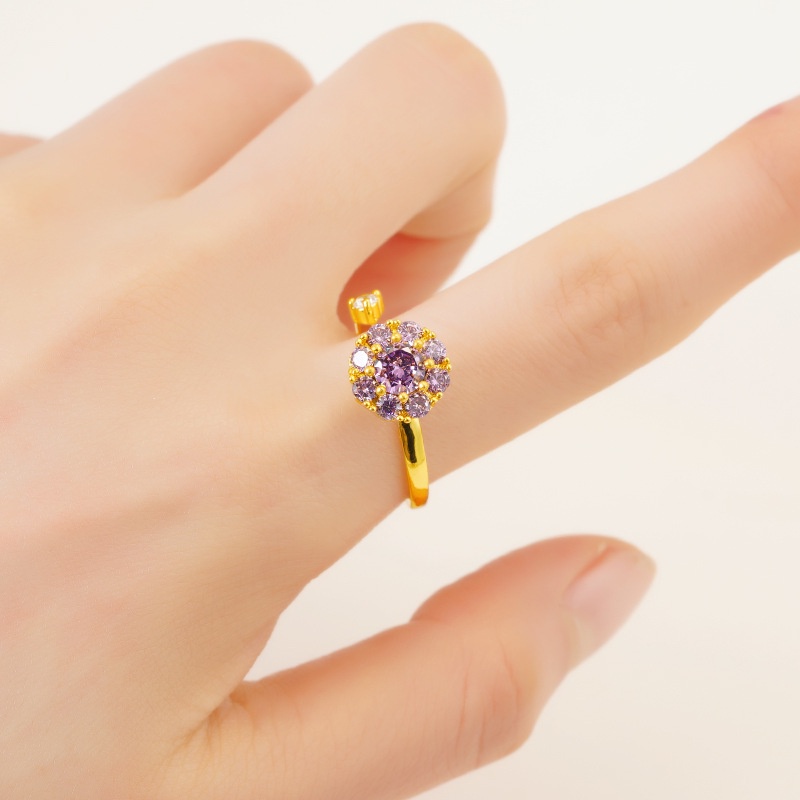 Cincin Model Terbuka Adjustable Lapis Emas Emas Asli Kadar 375 Hias Berlian Untuk Wanita