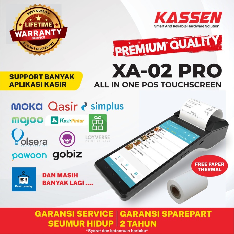 MESIN KASIR POS ANDROID MOBILE WIFI 4G PAPER 58 | KASSEN XA 02 PRO