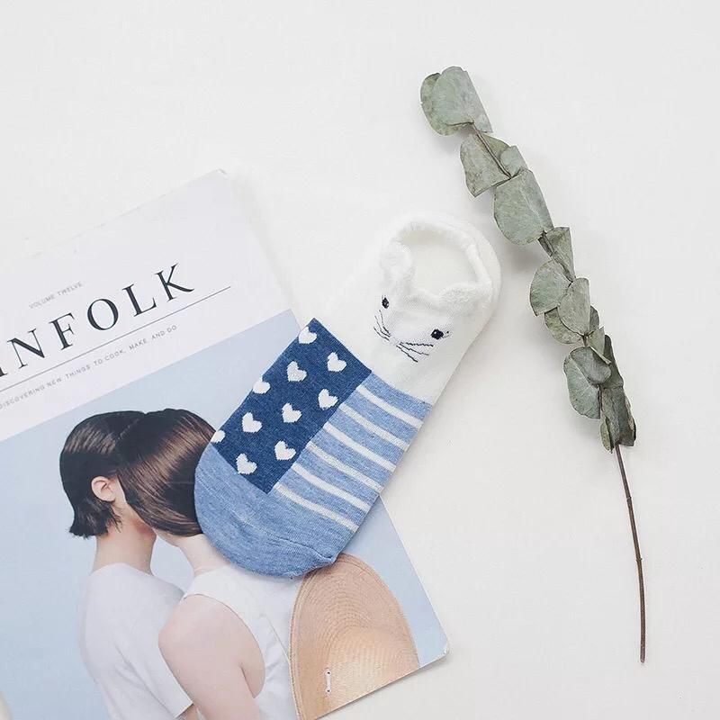 WS107  KAOS KAKI REMAJA SEMATA KAKI MOTIF KARAKTER ANIMAL ALA KOREA-BLUE MOUSE