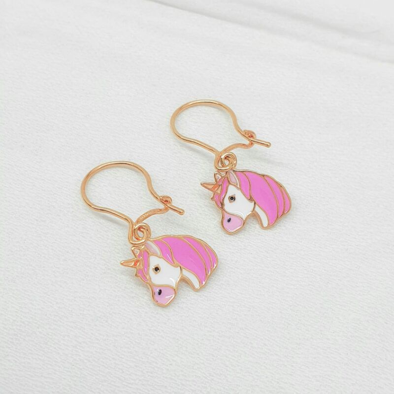 Anting anak gambar kuda poni cat warna kadar 8k