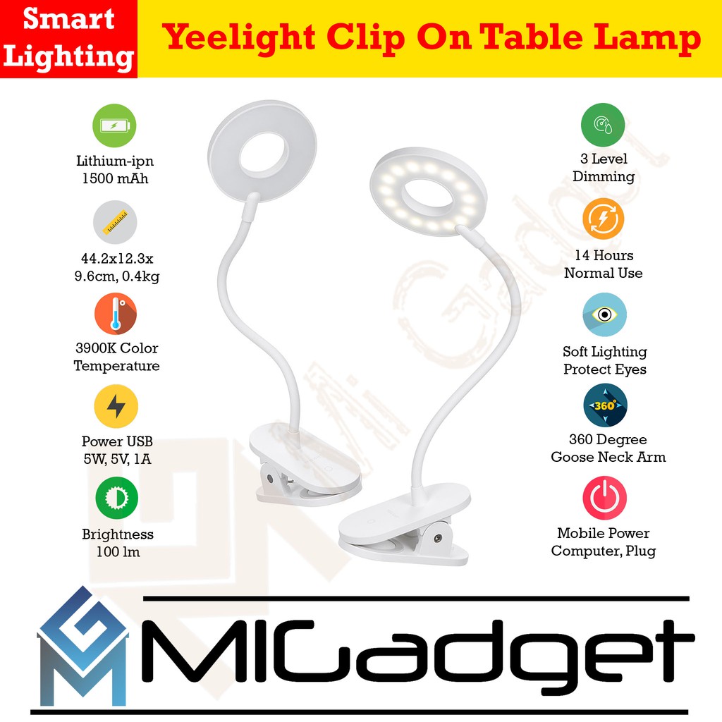 Yeelight LED Rechargeable Clip On Table Lamp - YLTD10YL