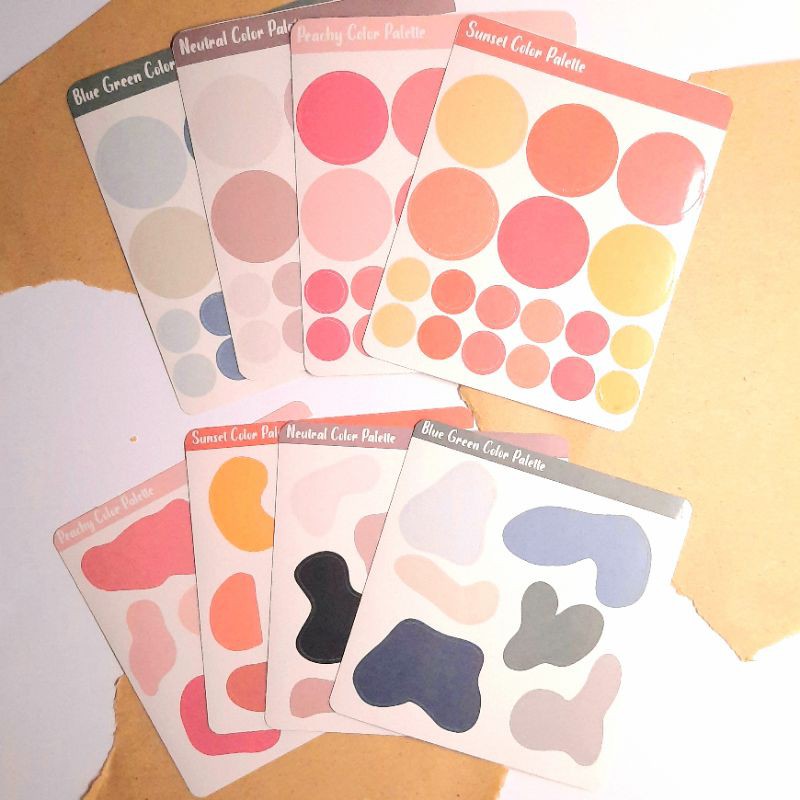 

Aesthetic sticker sheet (color palette) || siap tempel || printjunkiez