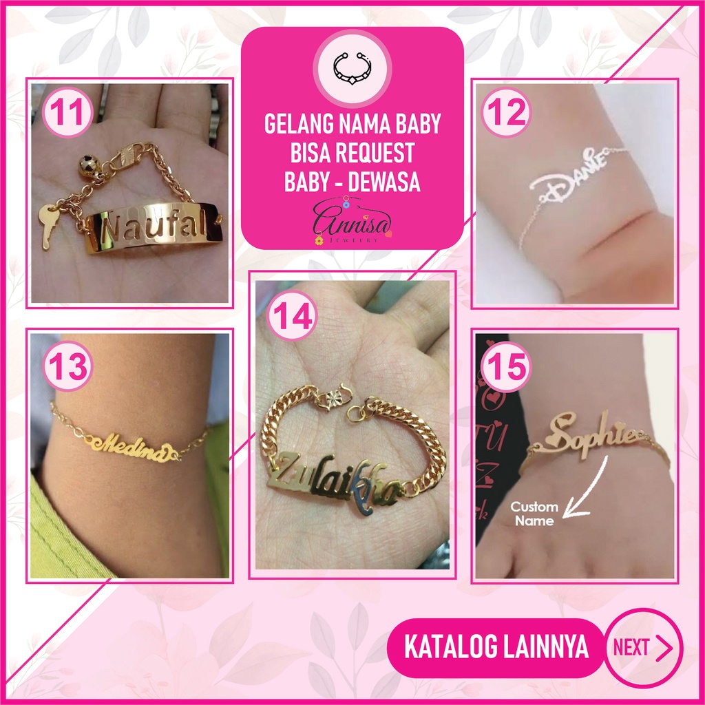 Gelang Nama Dewasa - Baby Gold / Silver