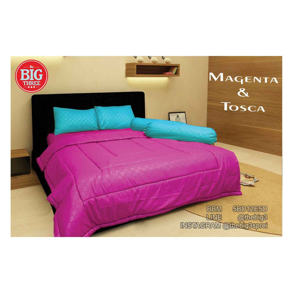 Set Sprei Flat 180x200 B2 Tinggi 30 ARABELLA Polos Magenta Tosca