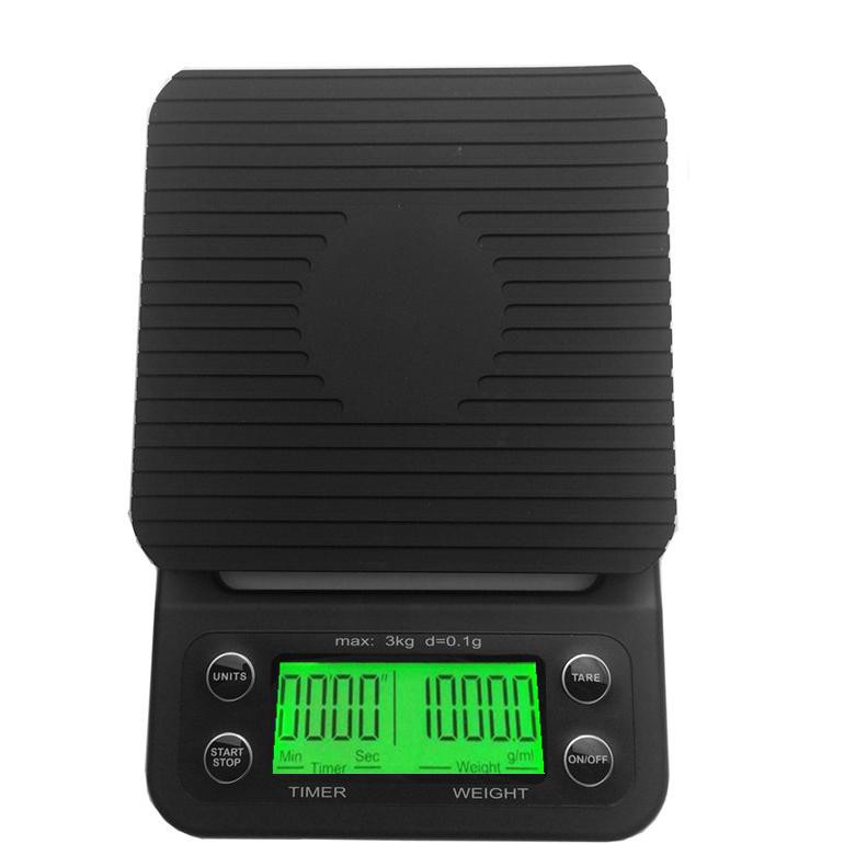 MPro 3/5 Kg 0.1 G Timbangan Dapur Dengan Timer Akurasi Gram Green Led Drip Coffee Scale Dapur Ms-K07 Taffware Digipounds