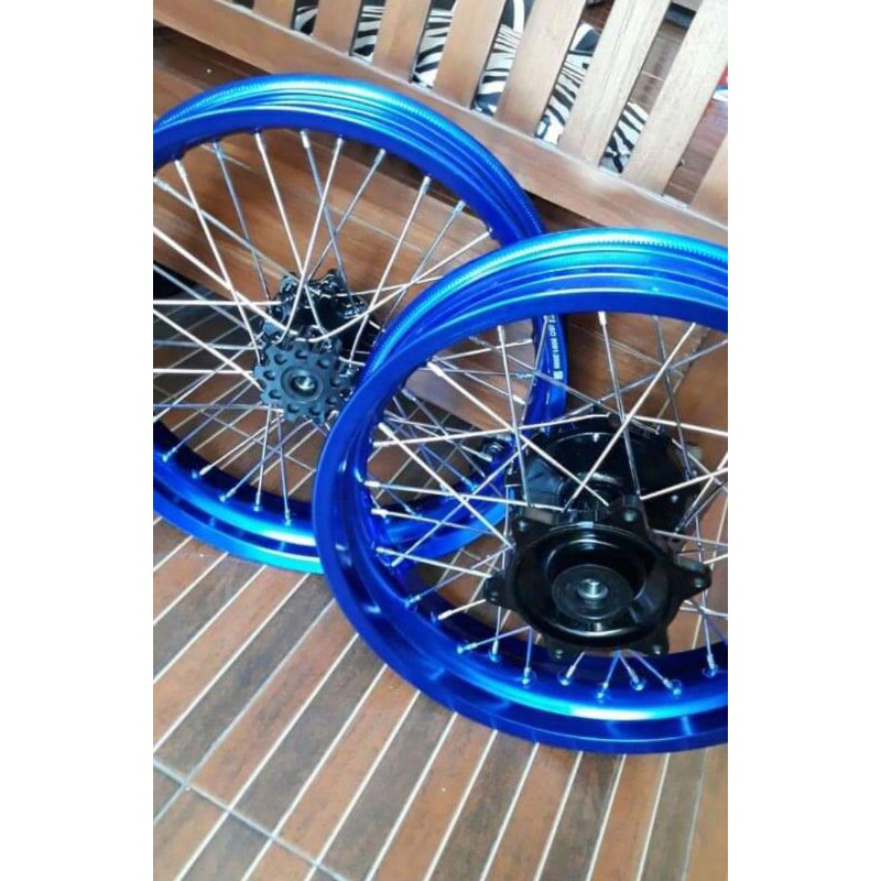 RODA SET SUPERMOTO CRF 150L 300/350 BIRU CANDY TANPA BAN