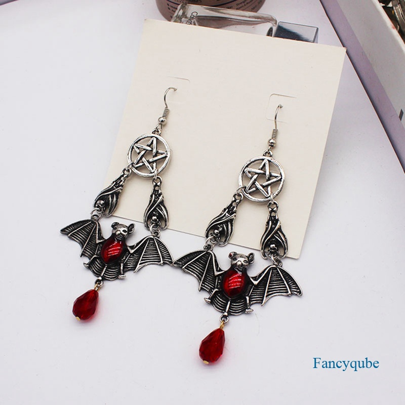 Anting Tusuk Gantung Wanita Desain Kelelawar Vampire Gaya Perancis / Punk / Gothic / Casual Untuk Pesta