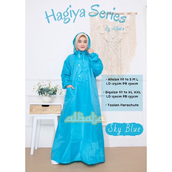 Jas Hujan Gamis Hagiya By Albata Muslimeh Mantel Hujan Wanita Premium Raincoat Waterproof