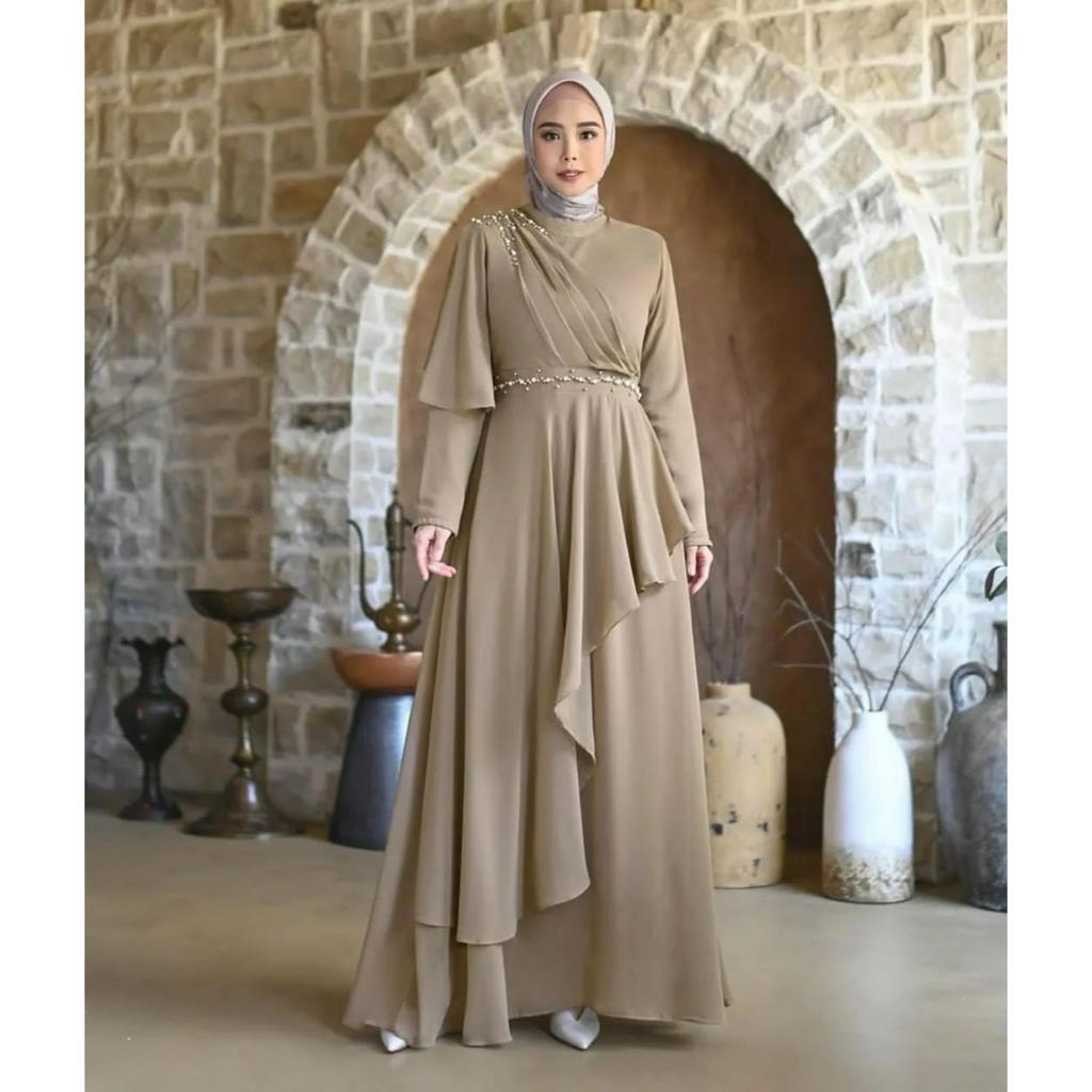 [COD] Yuvika dress Gamis Kondangan Aplikasi Mutiara Dress Remaja Terbaru Fashion Muslim Mutiara Gamis Ceruty Gamis Brukat