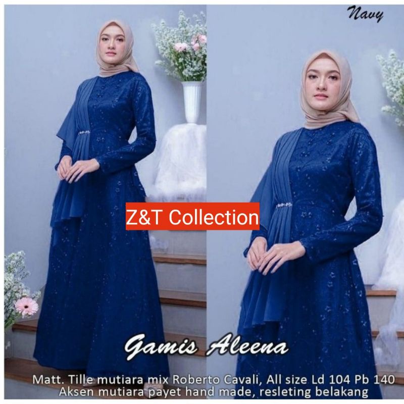 [REAL PICk] Gamis terbaru Gamis Brokat Tille Mutiara Dress Brokat Terbaru Gamis Brokat Lebaran.