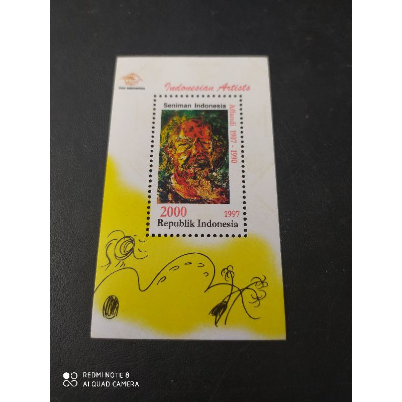 

BL 3596 Souvenir Sheet Prangko Indonesia Seri Seniman Indonesia Affandi 1997 MNH ready