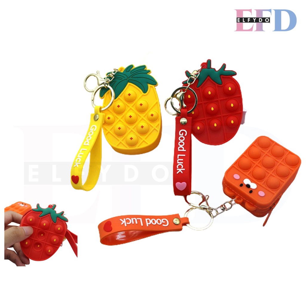 ELFYDO ELF1440 Dompet Koin Pop It Mini Gantungan Serbaguna Dompet Pop It Gantungan Kunci