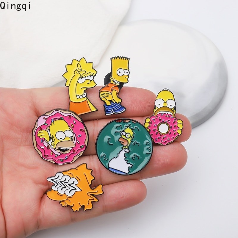 Bros Pin Enamel Desain Kartun Bart Simpson Lisa Homer Untuk Hadiah