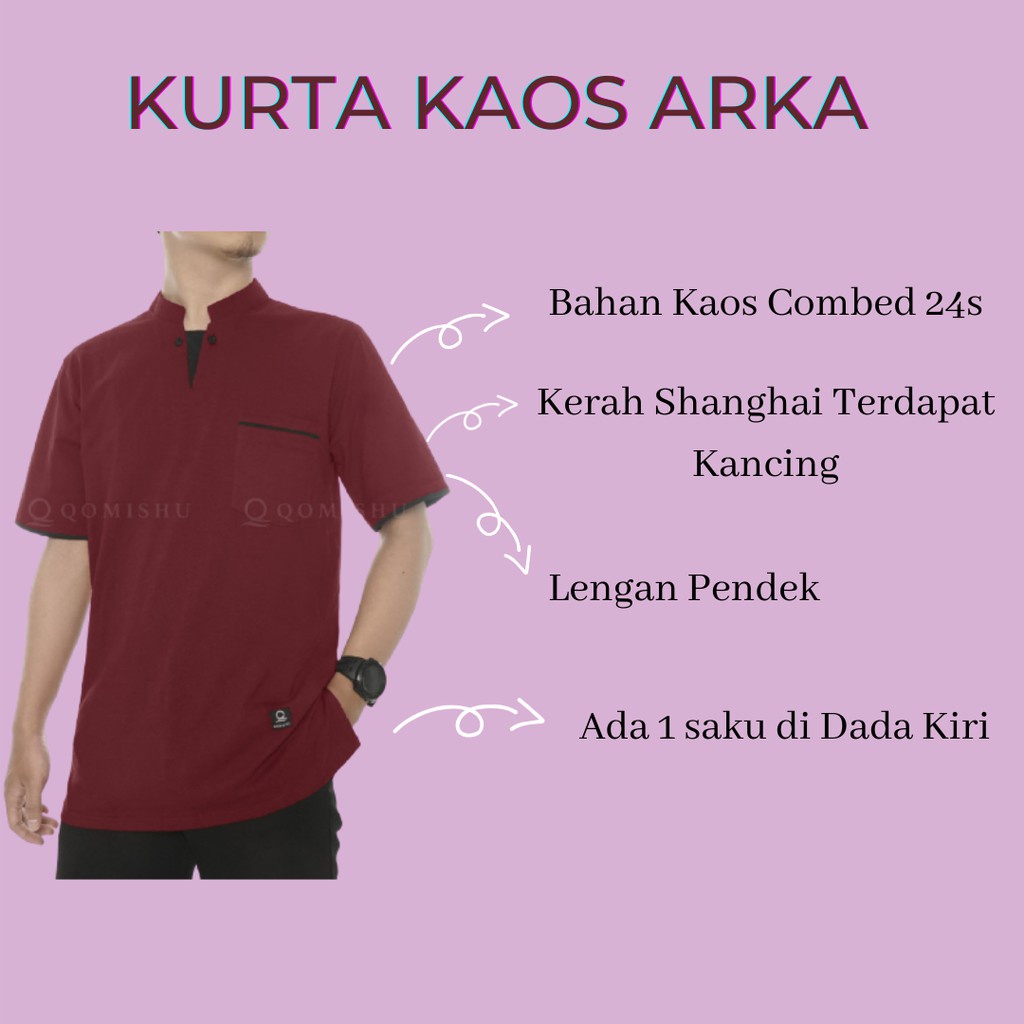 Baju Kurta Kaos Pria Dewasa Lengan Pendek ARKA