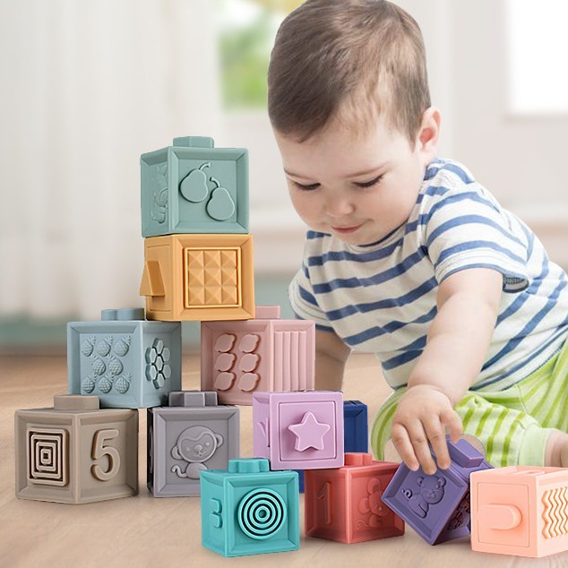 Baby tots soft building blocks shape sorter mainan bayi balok karet