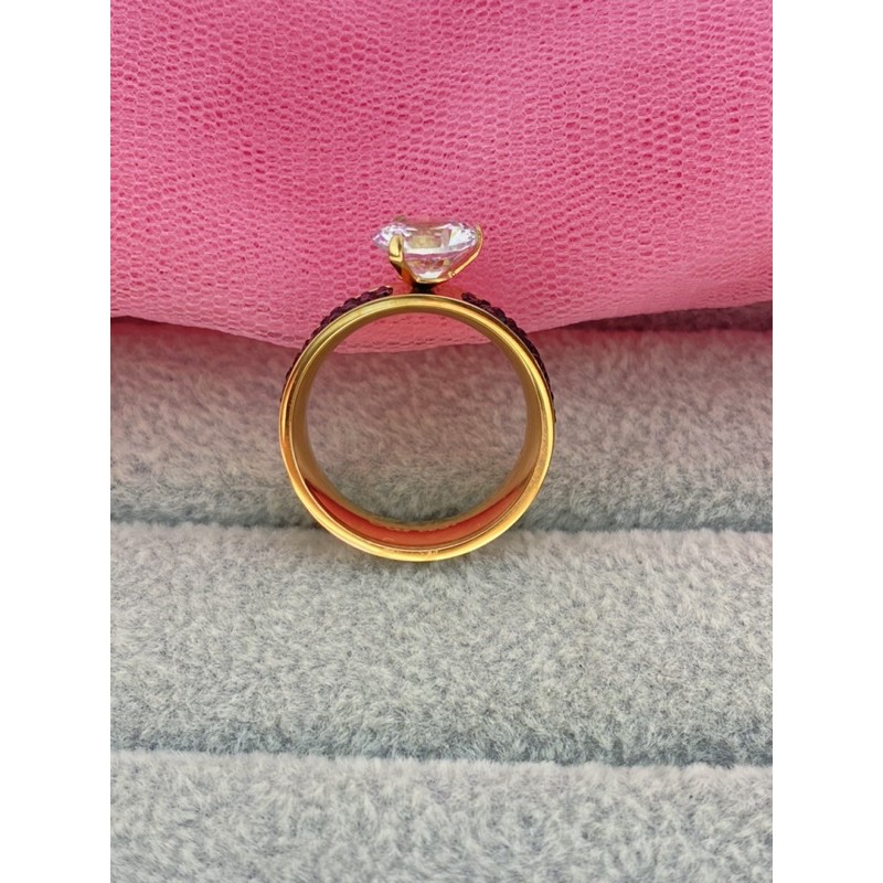 Cincin titanium gold mata hitam full N09012016