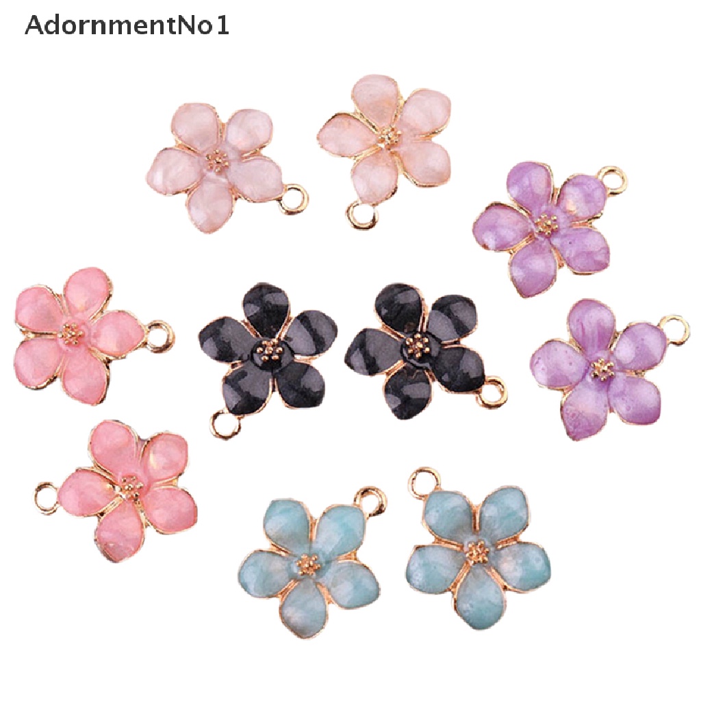 (AdornmentNo1) 10pcs / Set Liontin Bunga Enamel Bahan Alloy Untuk Membuat Perhiasan DIY