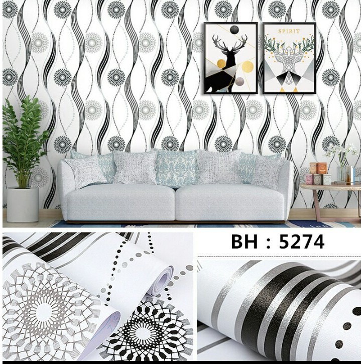 Wallpaper Dinding Motif Cakra Hitam Ukuran Panjang 10meter x Lebar 45cm