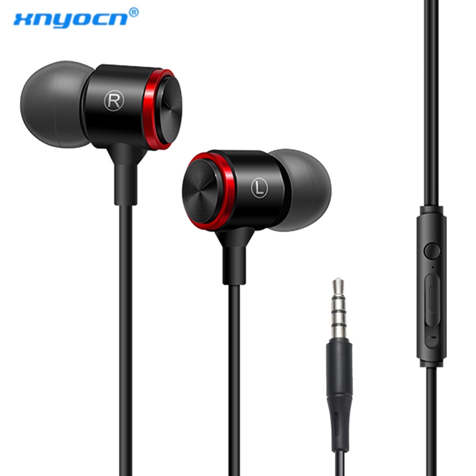 Xnyocn S320 Headset Earphone In-Ear Bass Stereo HIFI Kabel 3.5MM Bahan Metal Dengan Mic Untuk Xiaomi / Samsung / Huawei