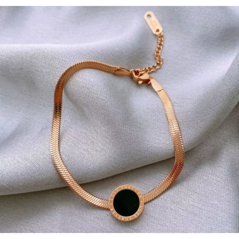 Gelang Gepeng Gold dan Rosegold Wanita Korea Anti Karat