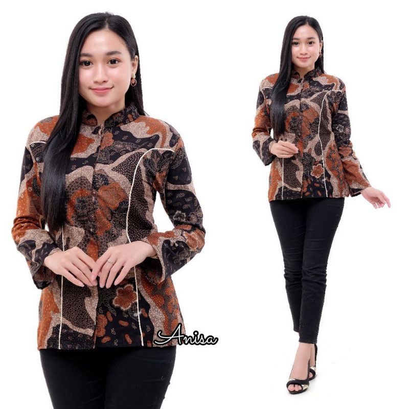 tey-17 Batik wanita ASJ SA HRB026 Kenongo Kemeja Tosca Pendek-B pulau