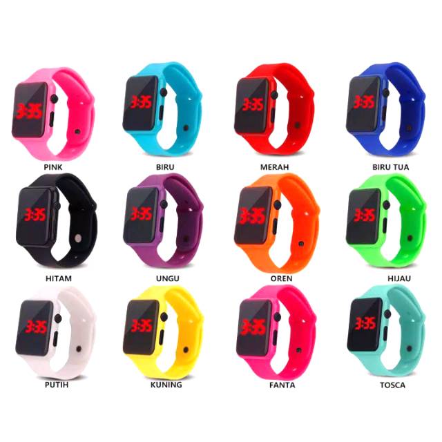 JAM TANGAN LED KOTAK DIGITAL FASHION ANAK DAN REMAJA DISPLAY WATCH ELEKTRONIK